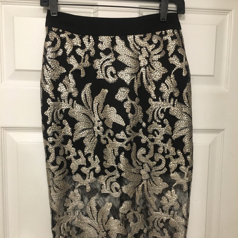 Gold black sequin skirt